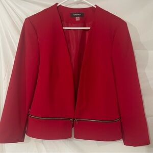 Nine West Red Blazer Tailored Suit Jacket